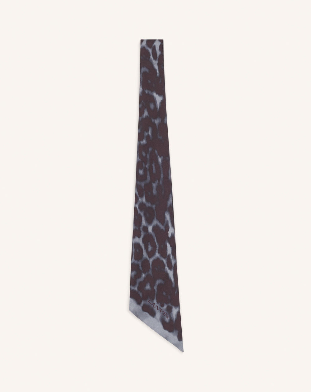 Grey Leopard Print Silk Twilly