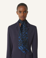 Blue Leopard Print Silk Twilly