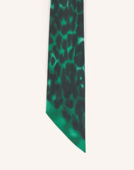 Green Leopard Print Silk Twilly