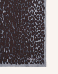 Grey Leopard Print Silk Scarf