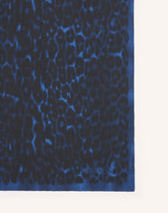 Blue Leopard Print Silk Scarf