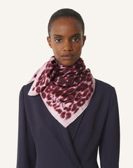 Pink Leopard Print Silk Scarf