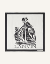 White Mother & Child Printed Silk Scarf