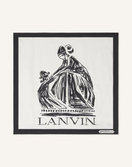White Mother & Child Printed Silk Scarf