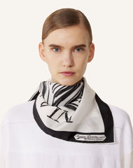 White Mother & Child Printed Silk Scarf