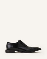 Black Brogue Oxford Shoe In Shiny Leather