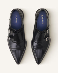 Black Monk Shoes In Glossy Leather