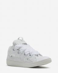 White Leather Curb Sneakers
