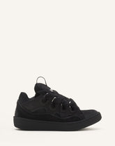 Black Leather Curb Sneakers