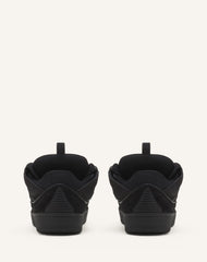 Black Leather Curb Sneakers