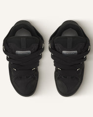 Black Leather Curb Sneakers
