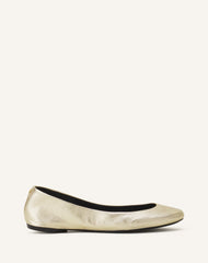 Silver The Ballerina Flat In Metallic Leather