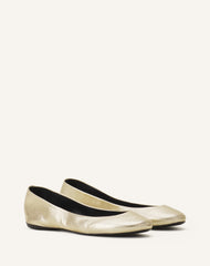 Silver The Ballerina Flat In Metallic Leather