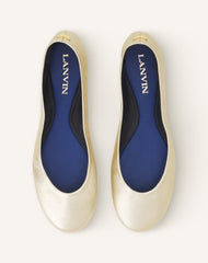Silver The Ballerina Flat In Metallic Leather