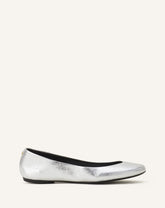 Silver The Ballerina Flat In Metallic Leather