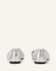 Silver The Ballerina Flat In Metallic Leather