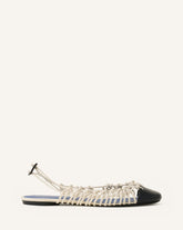 Ballerine Slingback Tressée En Cuir White