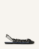 Ballerine Slingback Tressée En Cuir Black