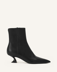 Black Midnight Step Leather Ankle Boot