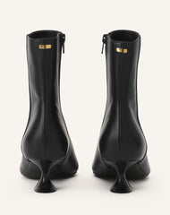 Black Midnight Step Leather Ankle Boot