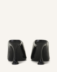 Black Midnight Step Mule In Patent Leather