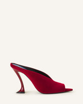 Red Midnight Step Mule In Velvet
