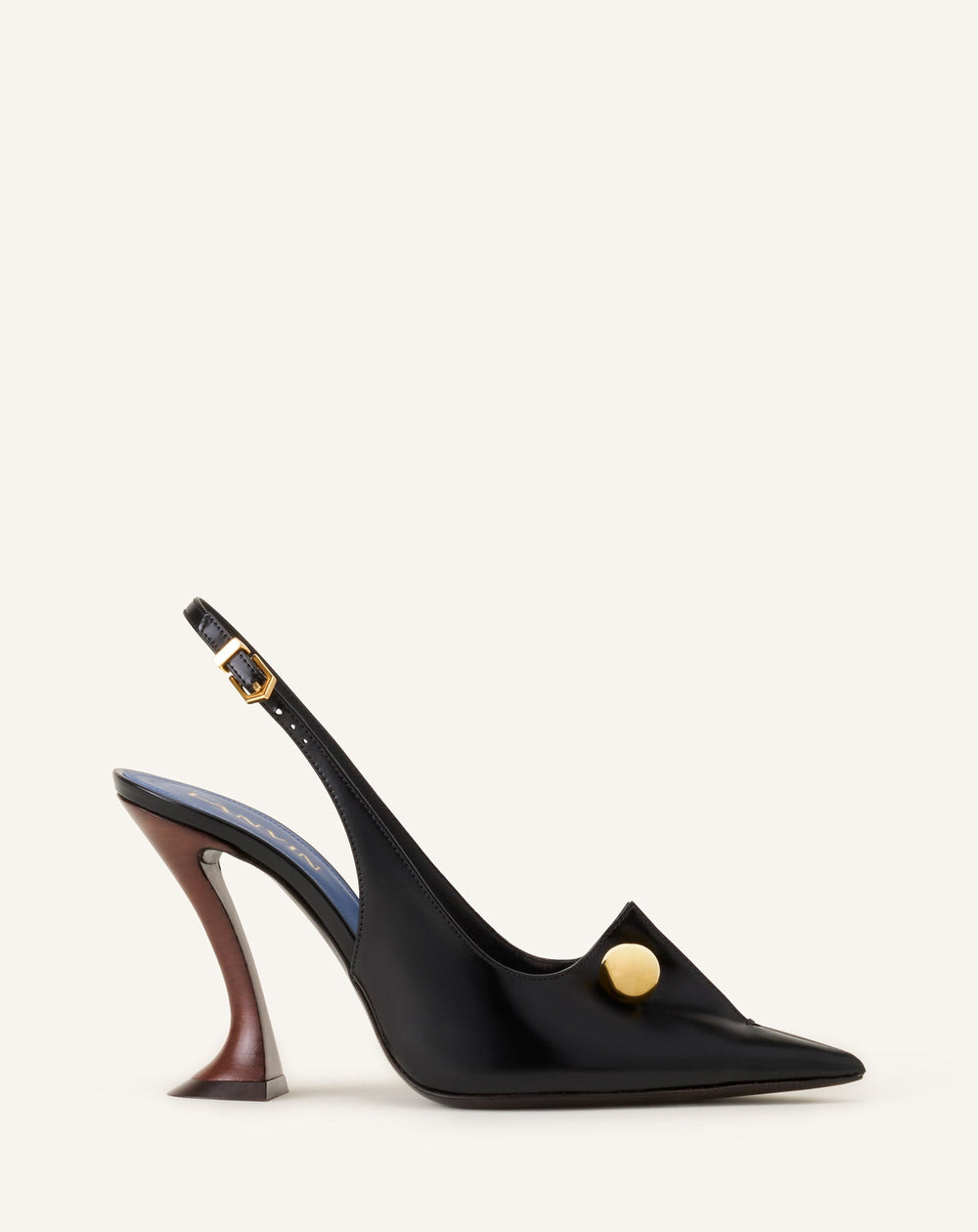 Escarpin Slingback En Cuir Avec Piercing Black