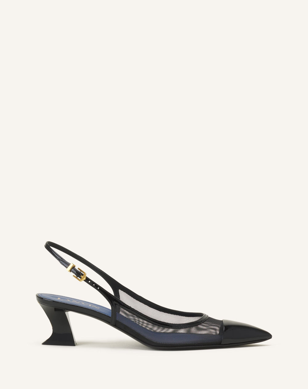 Slingback Nocturne En Mesh Et Cuir Patent Black