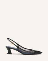 Slingback Nocturne En Mesh Et Cuir Patent Black
