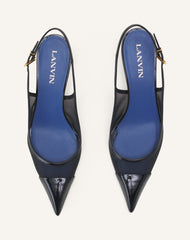 Slingback Nocturne En Mesh Et Cuir Patent Black