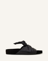 Mule Plate À Noeud Cuir Black