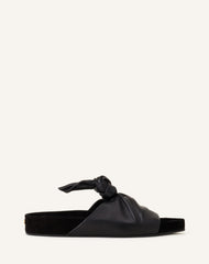 Mule Plate À Noeud Cuir Black