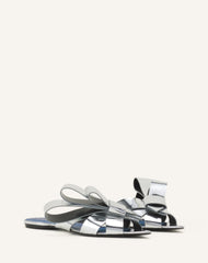 Mule Plates Cadeau En Cuir Metallic Silver