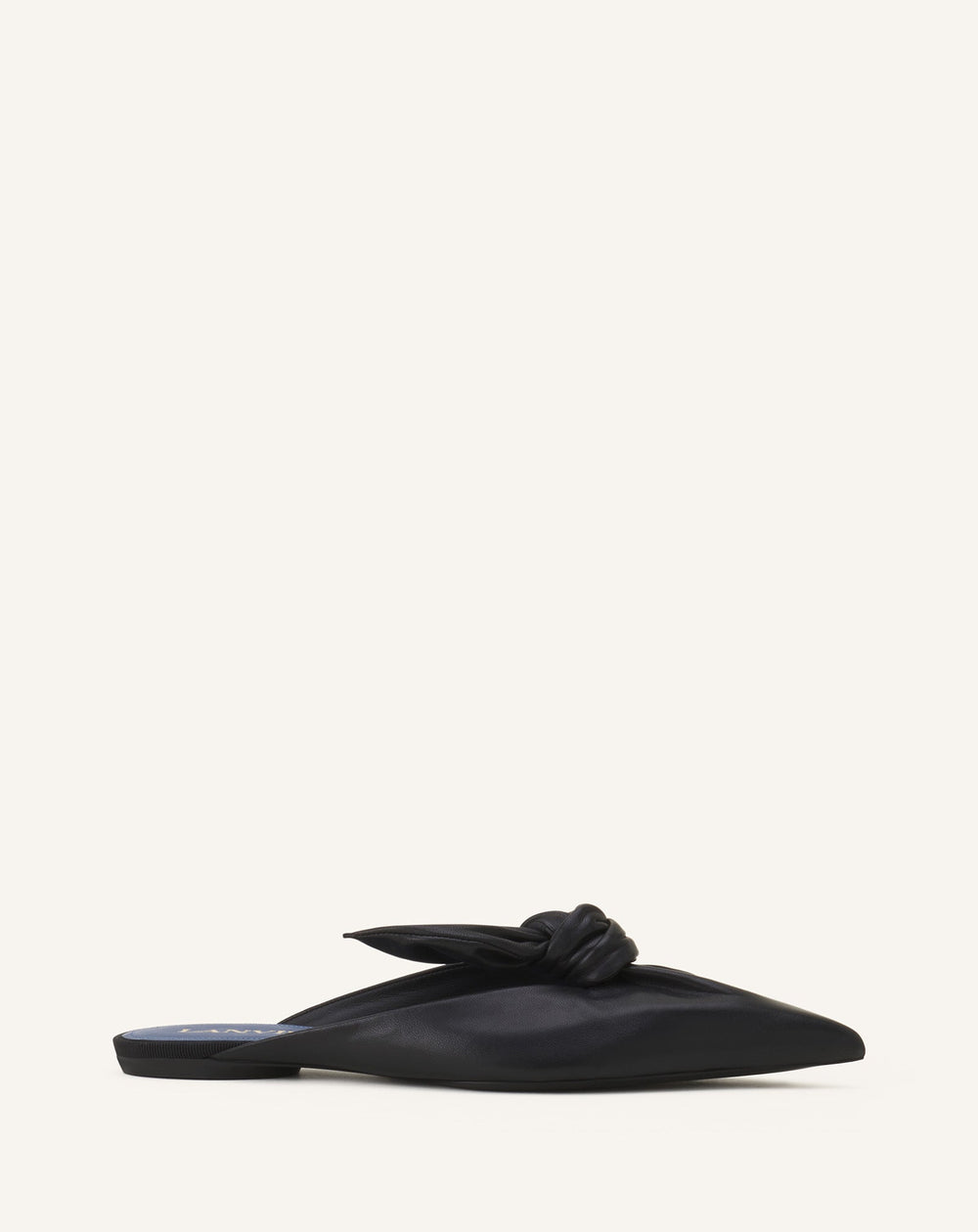 Black Midnight Step Leather Bow Mule