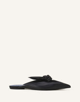 Black Midnight Step Leather Bow Mule
