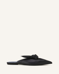 Black Midnight Step Leather Bow Mule
