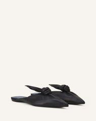 Black Midnight Step Leather Bow Mule