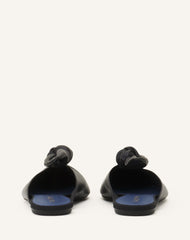 Black Midnight Step Leather Bow Mule