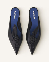 Black Midnight Step Leather Bow Mule