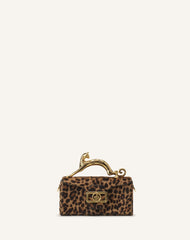 Sac Boîte Nano Avec Poignée Chat Imprimé Léopard Beige