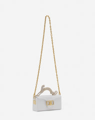 White Pencil Cat Bag In Leather And Rhinestones