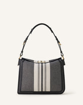 Grey Compagnon Asymetrical Shoulder Bag In Striped Canvas