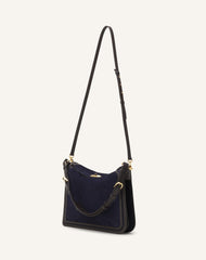 Blue Compagnon Asymmetrical Bag In Suede