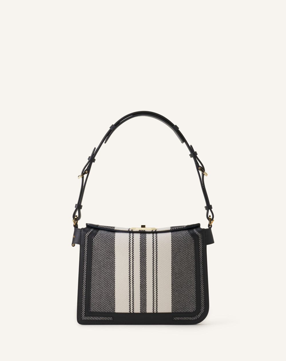 Grey Compagnon Small Asymmetrical Bag In Striped Canvas