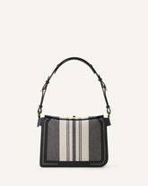 Grey Compagnon Small Asymmetrical Bag In Striped Canvas
