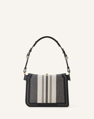Grey Compagnon Small Asymmetrical Bag In Striped Canvas