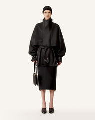 Blouson Col Montant En Cuir Black