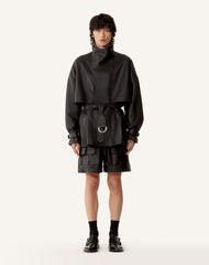 Blouson Col Montant En Cuir Black