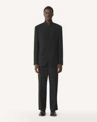 Veste Col Officier En Laine Black