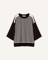 T-shirt Ample En Jacquard De Soie Et Coton Grey
